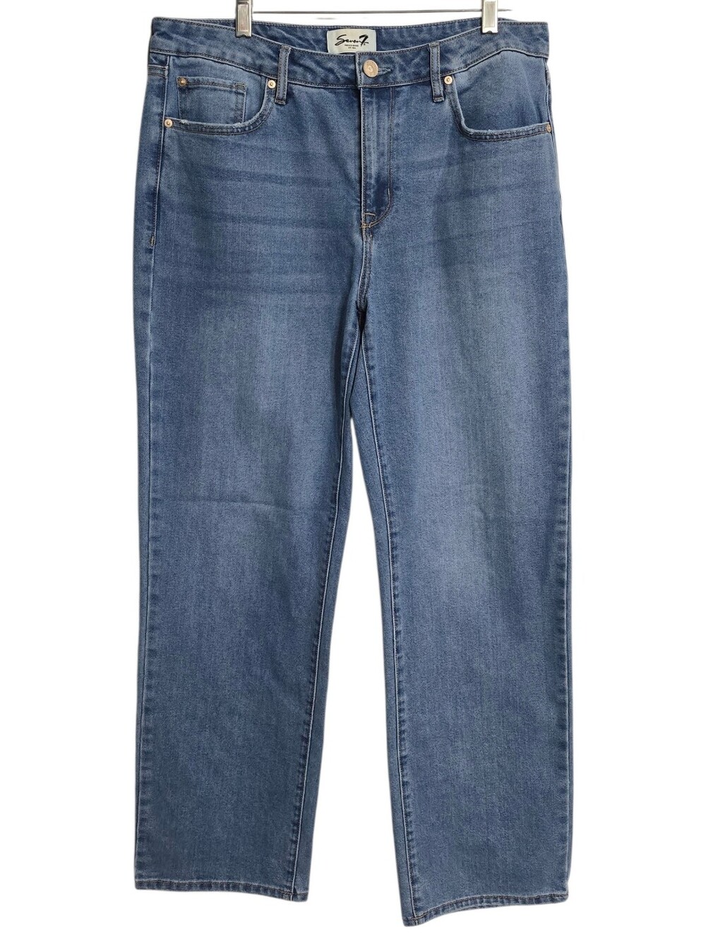 Seven7 Womens High Rise Loose Straight Jeans Sz 8 Denim Stretch Indie Skater
